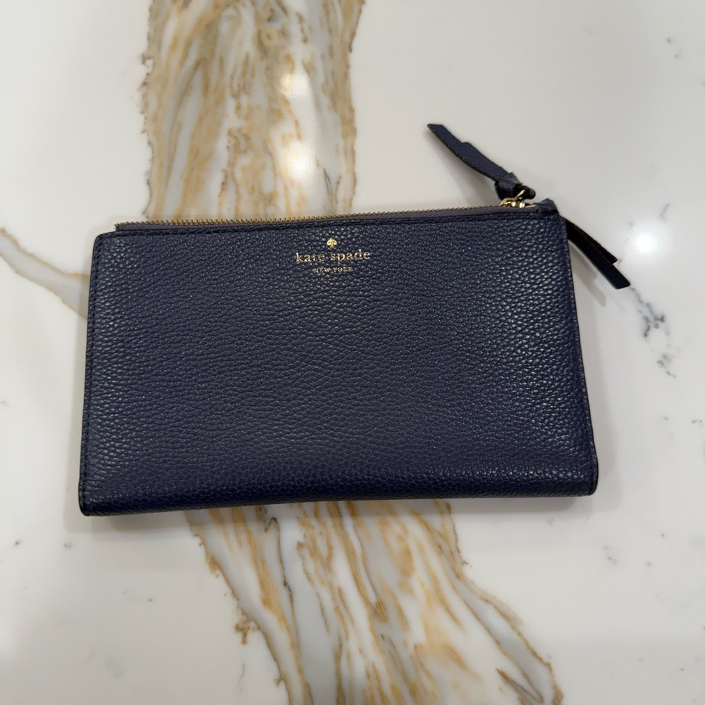 Kate Spade Navy Leather Folding Wallet